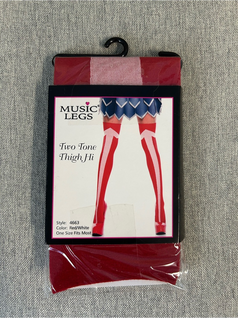 Music Legs Red and White Two-Tone Thigh-High Socks